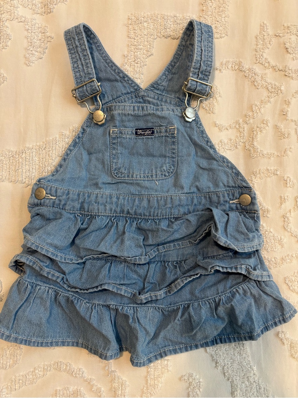 Wrangler Light Blue Denim Ruffle Overall Shorts for Kids